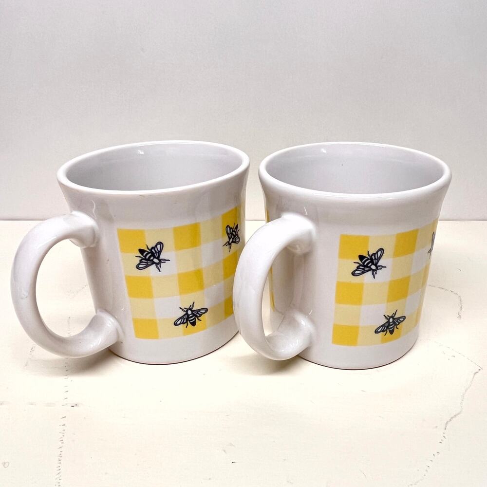 Fiesta Tableware Company Gingham Bees 12 oz Java Mug Set of 2
